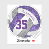 Sticker violet gris filles volleyball nom du joueur (Feuille)