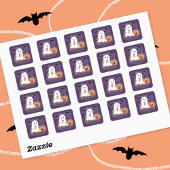 Sticker violet Halloween Fantôme blanc