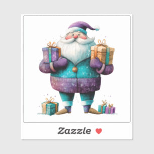 Sticker Violet Père Noël apporte la joie de Noël