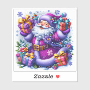 Sticker Violet Père Noël fête Noël