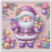 Sticker Violet Père Noël Propage La Joie Avec Les Cadeaux (Devant)