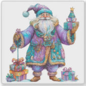 Sticker Violet Santa Spreading Christmas Cheer (Devant)