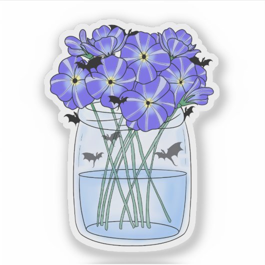 Sticker Violets dans un pot avec de petits dragons (Devant)