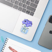 Sticker Violets dans un pot avec de petits dragons (Ordinateur portable avec iPhone)