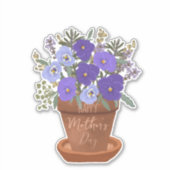 Sticker Violettes violettes dans un pot – Fleurs pour la f (Devant)