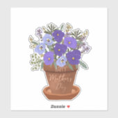 Sticker Violettes violettes dans un pot – Fleurs pour la f (Feuille)