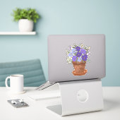 Sticker Violettes violettes dans un pot – Fleurs pour la f (Ordinateur portable sur le bureau)