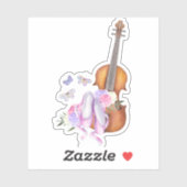 Sticker Violon, Chaussures de Ballet, Fleurs et Papillons (Feuille)