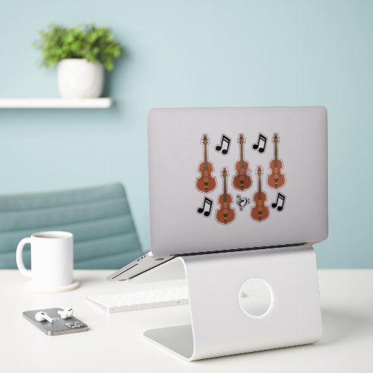 Sticker Violons et notes graphiques (Ordinateur portable sur le bureau)