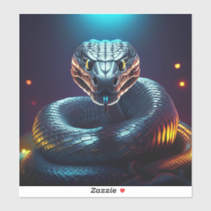 Sticker Vipère Argentée Serpent Langue Fouettante