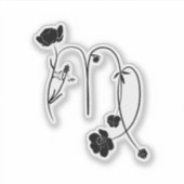Sticker Virgo signe zodiaque fleur de naissance noir chic  (Devant)