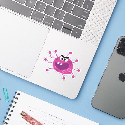Sticker Virus pourpre effrayant (Ordinateur portable avec iPhone)