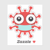Sticker Virus rouge avec masque facial (Feuille)