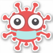Sticker Virus rouge avec masque facial (Devant)
