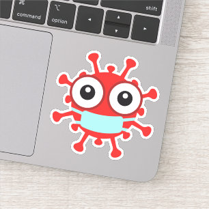 Sticker Virus rouge avec masque facial