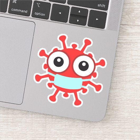 Sticker Virus rouge avec masque facial (Détail)