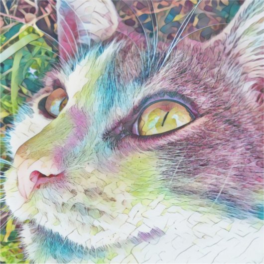 Sticker Visage Chat Art Coloré (Devant)