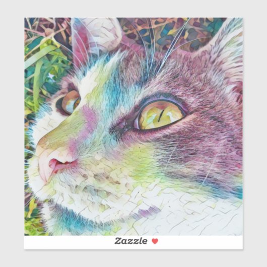 Sticker Visage Chat Art Coloré (Feuille)