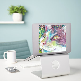 Sticker Visage Chat Art Coloré