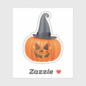 Sticker Visage citrouille orange avec vinyle casquette poi (Feuille)