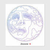 Sticker visage dans la lune (Feuille)