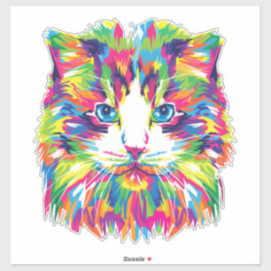 Sticker Visage de Chat Design Géométrique Prismatique-3245