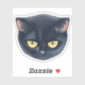 Sticker Visage de chat noir mignon (Feuille)