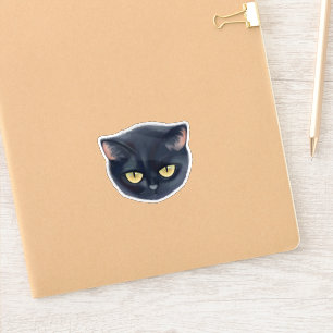 Sticker Visage de chat noir mignon