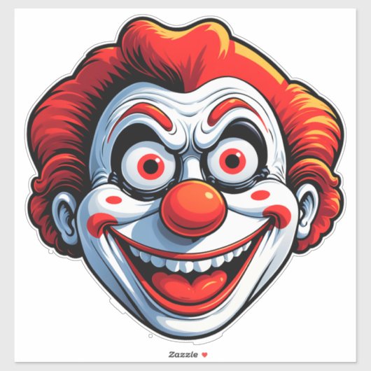Sticker Visage de Clown de Dessin Animé (Feuille)