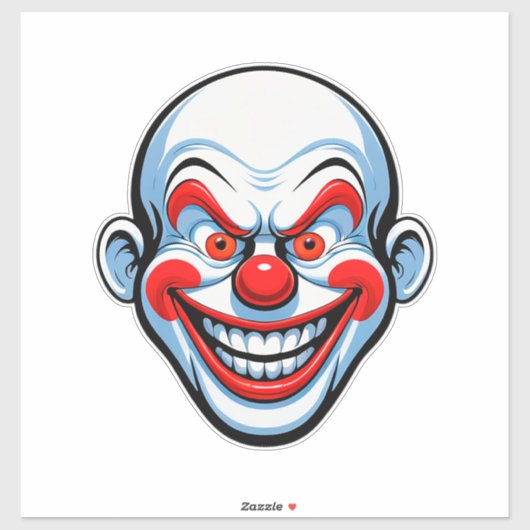 Sticker Visage de Clown de Dessin Animé (Feuille)