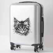Sticker Visage de Kitten noir et blanc (Sur valise)