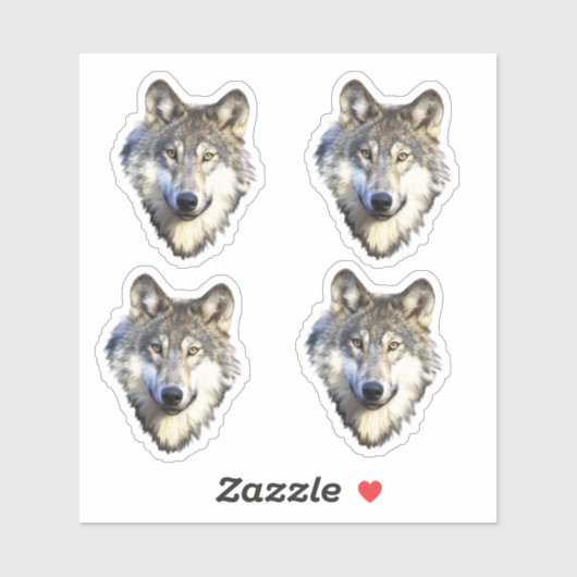 Sticker Visage de loup sauvage (Feuille)
