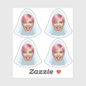 Sticker Visage de Mariée Drôle – Photo personnalisée avec (Feuille)