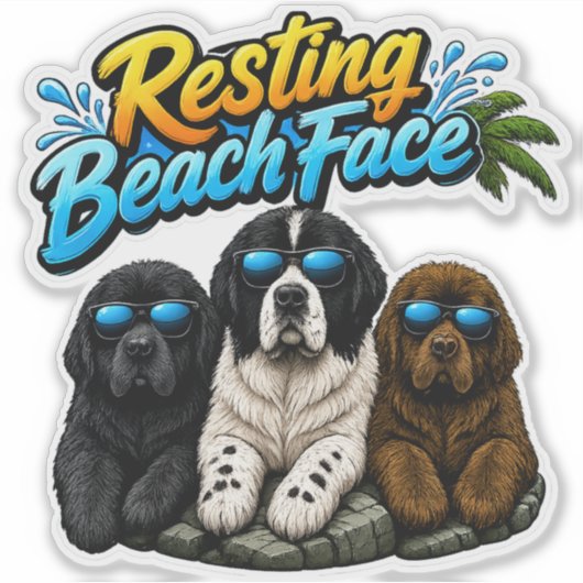 Sticker Visage de plage décontracté (Devant)