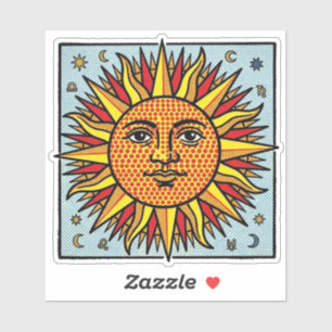 Sticker Visage de Soleil Céleste dans le Style Pop Art de