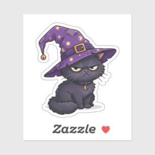 Sticker Visage de Sorcière au Repos Chat Noir Grincheux Ha