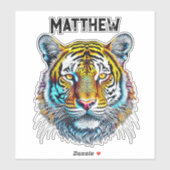 Sticker Visage de tigre Abstrait cool personnalisé (Feuille)