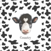 Sticker Visage de vache noir et blanc (Recto)