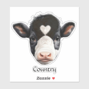 Sticker Visage de vache noir et blanc