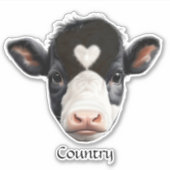 Sticker Visage de vache noir et blanc (Devant)