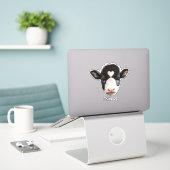 Sticker Visage de vache noir et blanc (Ordinateur portable sur le bureau)