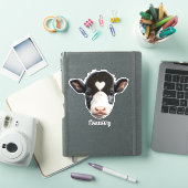 Sticker Visage de vache noir et blanc (Couverture iPad)