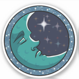 Sticker Visage d'Homme dans la Lune