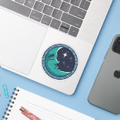 Sticker Visage d'Homme dans la Lune (Ordinateur portable avec iPhone)