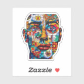 Sticker Visage Motif Abstrait (Feuille)