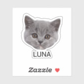 Sticker Visage photo de chat personnalisé (Feuille)