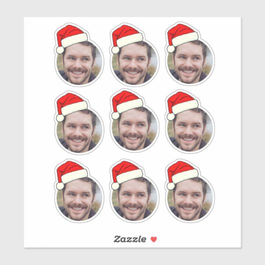 Sticker Visage photo de Noël amusant (Feuille)