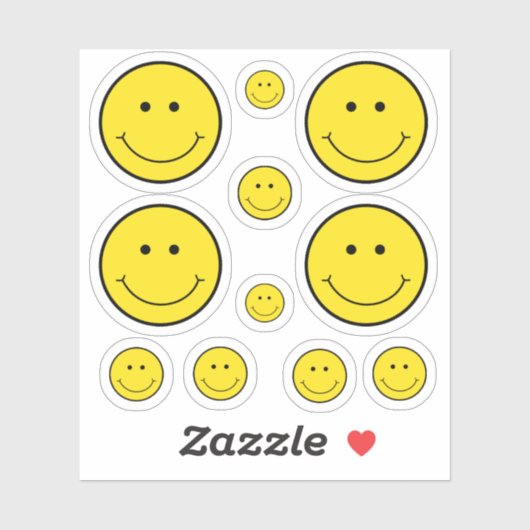 Sticker Visage souriant jaune (Feuille)
