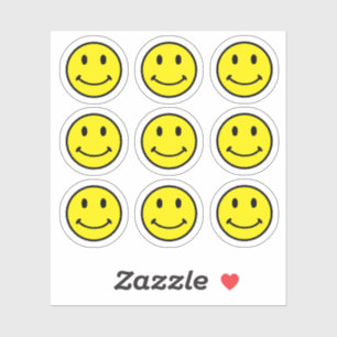 Sticker Visage Souriant Jaune Clair Rétro