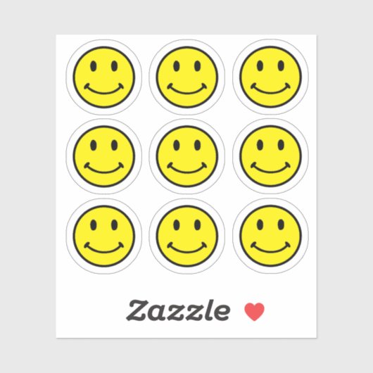 Sticker Visage Souriant Jaune Clair Rétro (Feuille)